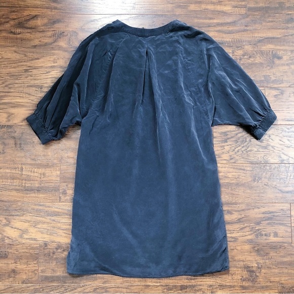 BCBGMaxAzria • black silk mini dress dolman sleeve cold shoulder shift tunic - Picture 9 of 10